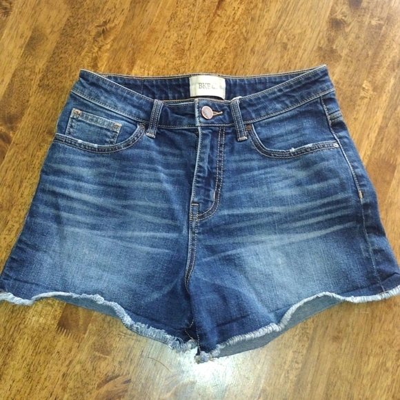COPY - BKE High Rise Denim Shorts with a Frayed Hemn 27 - Picture 1 of 5